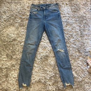 &DENIM High waisted distressed skinny jeans